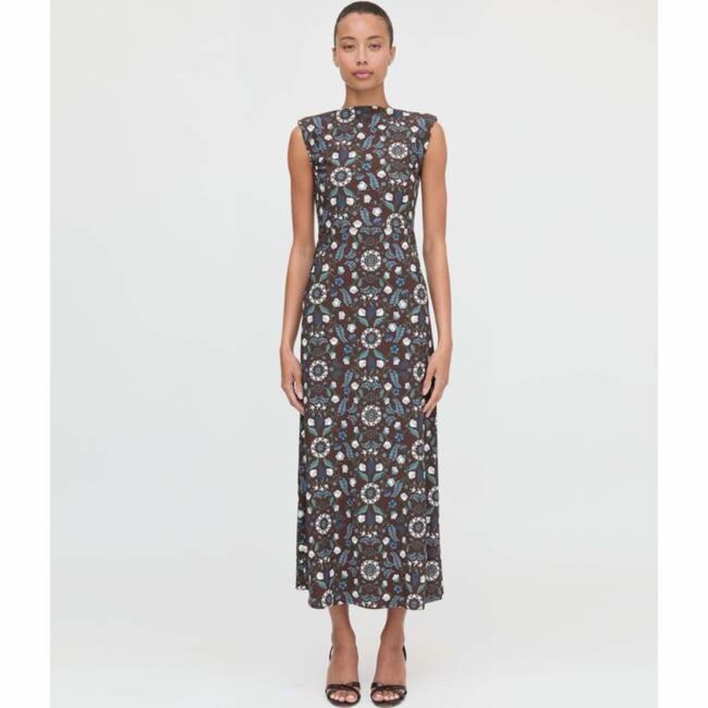 Hill House The Sloane Dress in Chocolate Swedish Floral, Size Small